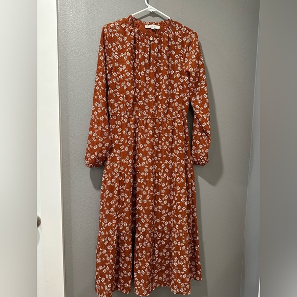 LOFT Orange Floral Sheath Dress, Size S - Picture 3 of 7